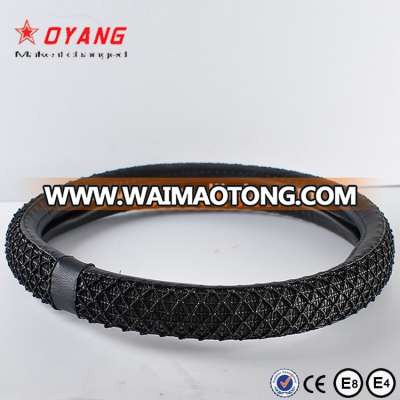 Nice Hand Feeling Black Ice silk Steering wheel cover black